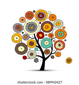 Abstract circles tree, sketch for your design