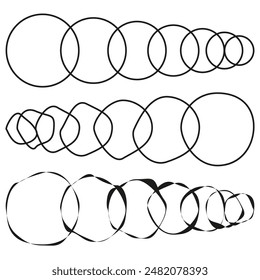 Abstractas círculos Vector. Blanco y negro. Varios diseños de contorno. Formas geométricas simples.