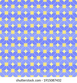 abstract circles. vector seamless pattern. blue and yellow repetitive background. fabric swatch. wrapping paper. continuous print. geometric shapes. design element for home decor, textile, apparel