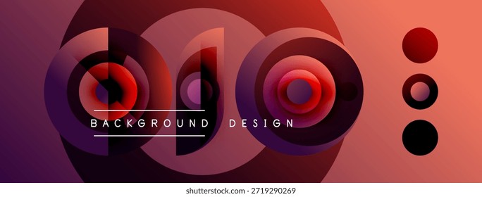 Círculos Abstractas, colores vibrantes, fondo degradado. Los Elementos de diseño modernos crean un impacto visual dinámico. El texto lee el diseño de fondo.