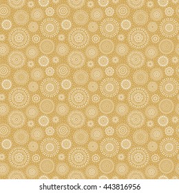 Abstract circles wallpaper. Geometric pattern. Vector seamless golden background.