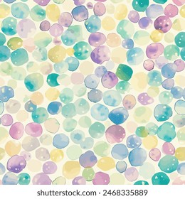 Abstract circles watercolor multicolor seamless pattern , Circle hand painted watercolor brush textured polka dots. Design element for sale banners, posters, labels, and gift wrapping paper.