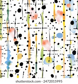 Abstract circles watercolor multicolor seamless pattern , Circle hand painted watercolor brush textured polka dots. Design element for sale banners, posters, labels, and gift wrapping paper.