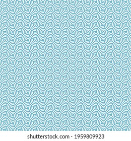 Abstract circles and wavy lines shape overlapping geometric seamless pattern vector.use for template, material, element, ornament background.and more.