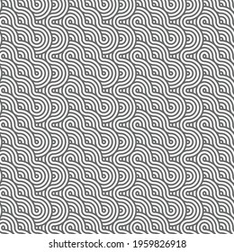 Abstract circles and wavy lines shape overlapping geometric seamless pattern vector.use for template, material, element, ornament background.and more.