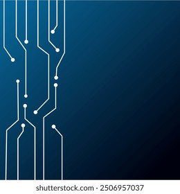 Abstract circuit blue background social media post template for ads and promotion, electric circuit vector background.