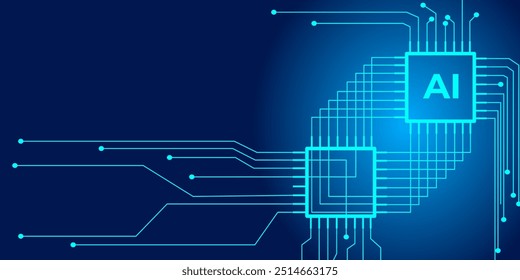 Placa de circuito abstrata AI inteligência artificial digital fundo da tecnologia. placa de circuito abstrata processador computador AI fundo da tecnologia.