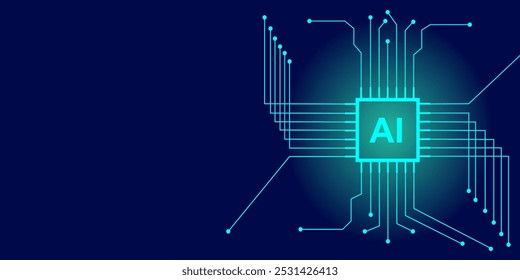 Abstract circuit board AI digital technology background vector. Abstract circuit board Artificial Intelligence technology digital background design.