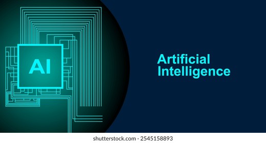 Concepto de Vector de diseño de fondo de tecnología digital de IA de placa de circuito Abstractas. Plantilla de Vector de diseño de concepto de tecnología de fondo de Inteligencia Artificial de placa de circuito Abstractas.