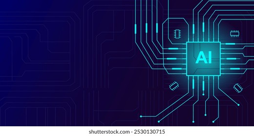 Abstract circuit board AI technology digital background vector. Abstract circuit board Artificial Intelligence technology digital vector design.