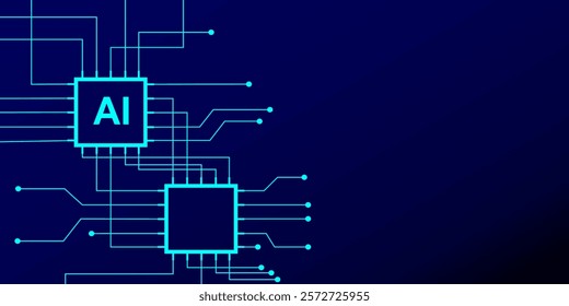 Abstract circuit board AI technology background. Abstract design board artificial intelligence and lines. Vector design.