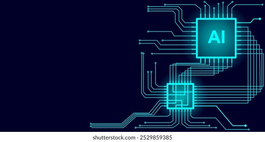 Abstract circuit board AI vector design background. Abstract circuit board Artificial Intelligence background vector design.