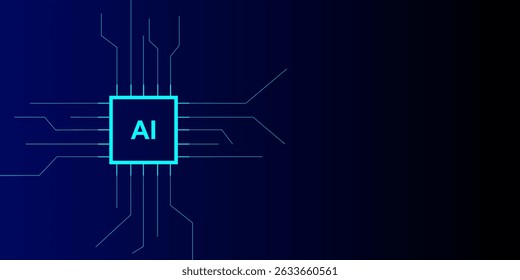 Placa de circuito abstrato design de tecnologia de inteligência artificial. Plano de fundo de computação cerebral conceito de IA digital. Ilustração vetorial.