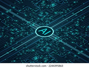Abstract circuit board background. Artificial Intelligence illustration. Digital innovation background