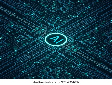 Resumen del fondo de la placa de circuito. Ilustración de inteligencia artificial. Antecedentes de la innovación digital