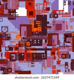 Abstract circuit board background. Computer parts, microcircuits on an electronic board. Microelectronics technology concepts. Hardware Engineering. Vector electrical circuit
