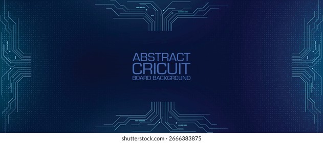 Abstract circuit board background with glowing blue lines, representing technology and digital connections.
