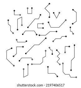 Abstract circuit board. Background of microchip elements consisting of dots and lines. Technology concepts. Vector.