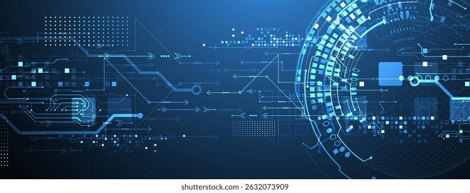 Fondo de placa de circuito Abstractas con esfera. Concepto de tecnología digital de alta tecnología. Vector.