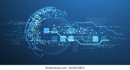 Fondo de placa de circuito Abstractas con esfera. Concepto de tecnología digital de alta tecnología. Vector.