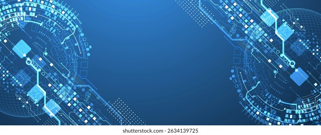 Fondo de placa de circuito Abstractas con esfera. Concepto de tecnología digital de alta tecnología. Vector.
