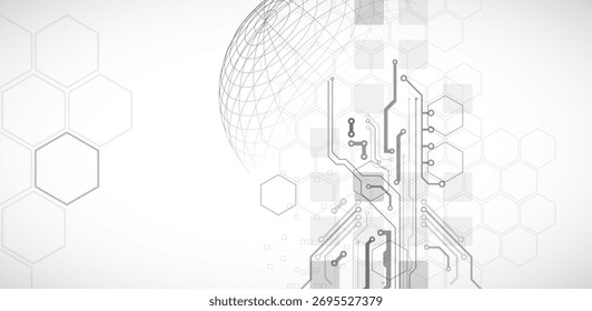 Fondo de placa de circuito Abstractas con esfera. Concepto de tecnología digital de alta tecnología. Vector.