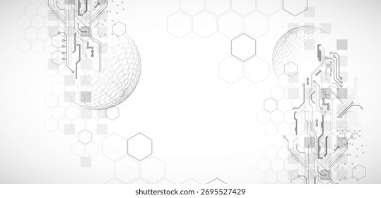 Fondo de placa de circuito Abstractas con esfera. Concepto de tecnología digital de alta tecnología. Vector.