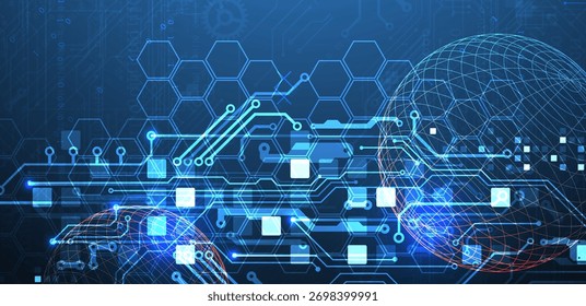 Fondo de placa de circuito Abstractas con esfera. Concepto de tecnología digital de alta tecnología. Vector.