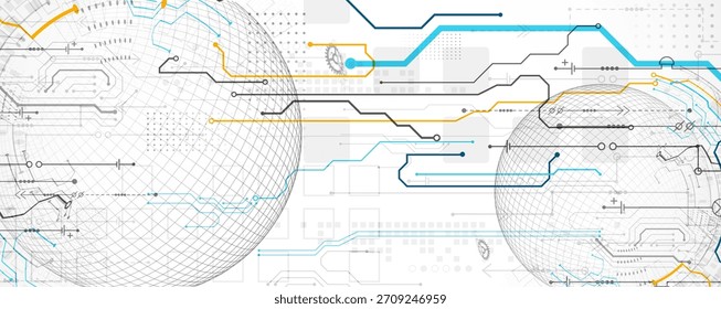Fondo de placa de circuito Abstractas con esfera. Concepto de tecnología digital de alta tecnología. Vector.
