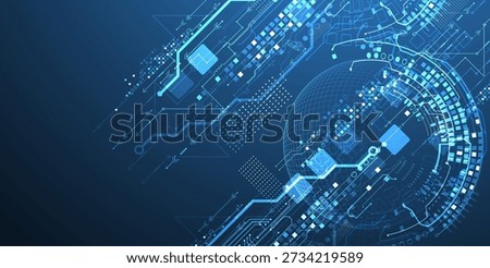 Abstract circuit board background with sphere. Hi-tech digital technology concept. Vector.