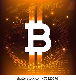 Abstract Circuit Board Bitcoin Technology Background Illustration. vector background for your design