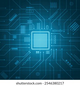 Abstract circuit board blue gradient technology square background