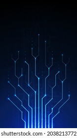 Abstract circuit board. Dark blue technology background, template, design element for web banner, poster. Computer technology. Science futuristic vector design, cyber innovation concept