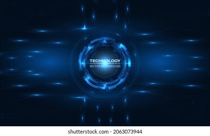 Abstract circuit board digital technology futuristic concept background. Electronic motherboard hi tech concept. Dark blue technologies background. Vector illustration