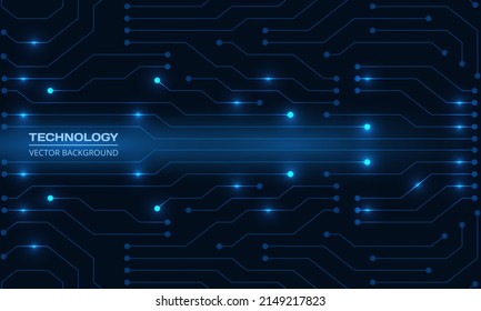 Resumen del fondo del concepto futurista azul oscuro de la tarjeta de circuitos digitales. Concepto electrónico de placa base de alta tecnología. Fondo de tecnologías azul oscuro. Ilustración del vector