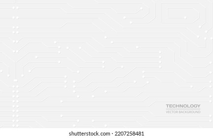 Abstract circuit board digital technology futuristic white concept background. Electronic hi tech motherboard concept. White technologies background. Vector illustration
