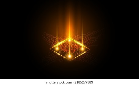 Resumen Conexión de circuito de la placa electrónica Concepto de semiconductor, sistema moderno, sistema de IA, mecanismo de inteligencia artificial