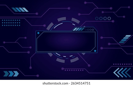 Abstract circuit board elements on technology blue futuristic background. Circuit board illustration. Tech network. Cyber connection electronic. AI chip and Big Data concept. 