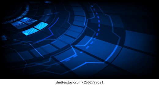 Elementos da placa de circuito abstrata no fundo futurista azul da tecnologia. Ilustração da placa de circuito. Rede de tecnologia. Ciberconexão eletrônica. chip AI e conceito Big Data. eps10