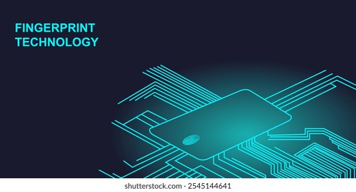 Vector de diseño de fondo de concepto de tecnología de bloqueo de huellas dactilares de placa de circuito Abstractas. Teléfono de la cerradura elegante de la placa de circuito Abstractas, cerradura de la huella dactilar en el Vector digital del fondo de la tecnología del teléfono.