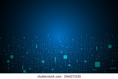 Abstract circuit board futuristic high tech illustration on dark blue background. Modern high-tech digital technology concept