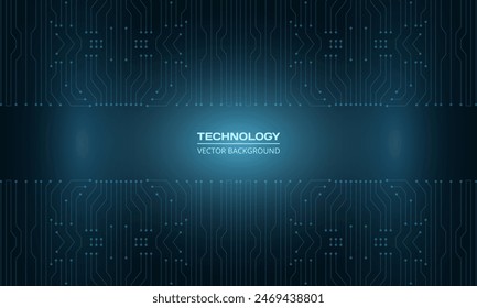 Abstract circuit board futuristic technology background. Dark blue hi-tech digital ai concept vector background template.