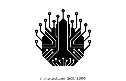 Abstract Circuit Board Hexagon Design