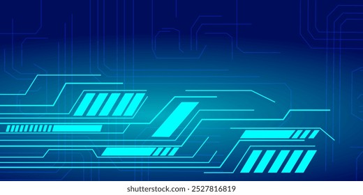 Abstract circuit board line vector technology, abstract circuit board line digital technology design on blue background.