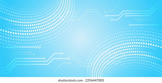 Die abstrakte Platine ist auf blauem Hintergrund. High-Tech-Konzept für digitale Technologie und Ingenieurwesen. Breiter Technologiekommunikation. Futuristisches Design für Banner oder Präsentationen.