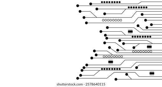 Abstract circuit board on white background. Connecting lines and dots black and white. Vector illstration.