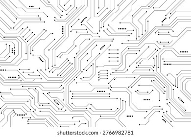 Abstract Circuit Board Pattern Background with Microchip Lines and Technology Network Design
