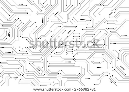 Abstract Circuit Board Pattern Background with Microchip Lines and Technology Network Design