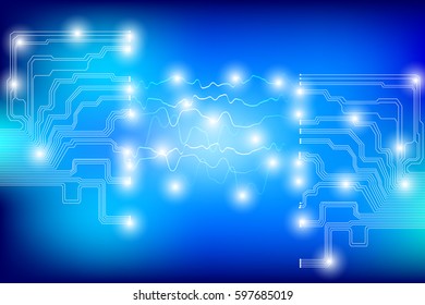 Abstract Circuit Board With Radio Wave Vector Background
