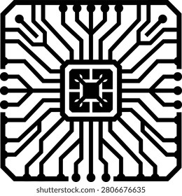 Abstract circuit board silhouette evokes futuristic innovation